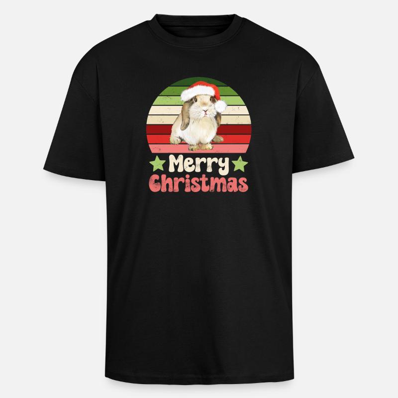 Rabbit Rabbit Christmas - Unisex Oversized Heavyweight T-shirt - black