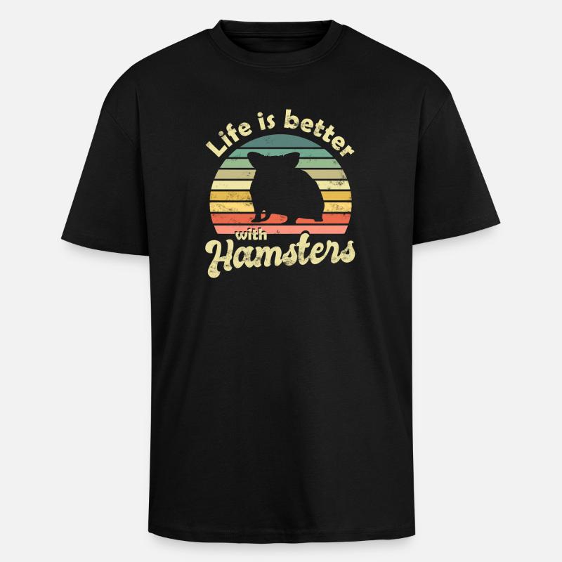 Hamster - Oversized Heavyweight Unisex T-Shirt - Schwarz