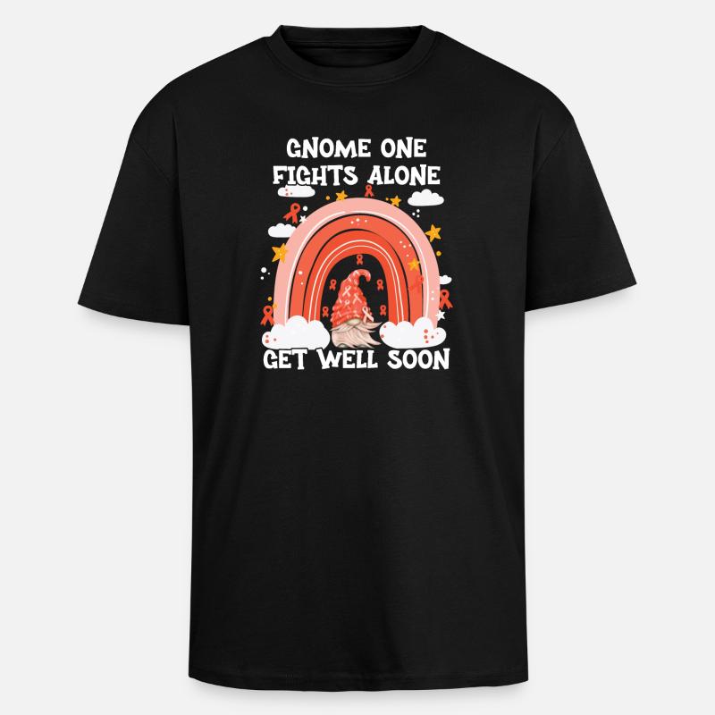 Gnome One Fights Alone Leukemia - Oversized Heavyweight Unisex T-Shirt - Schwarz