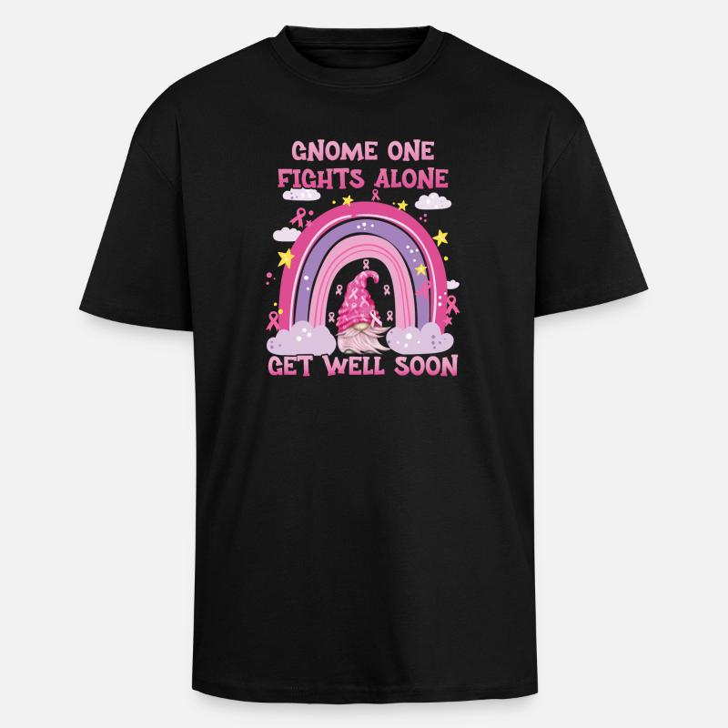 Gnome One Fights Alone Brustkrebs - Oversized Heavyweight Unisex T-Shirt - Schwarz