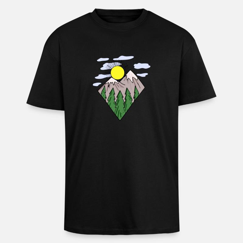 Mountain Mountains Mountain Peaks - Unisex Oversized Heavyweight T-shirt - black