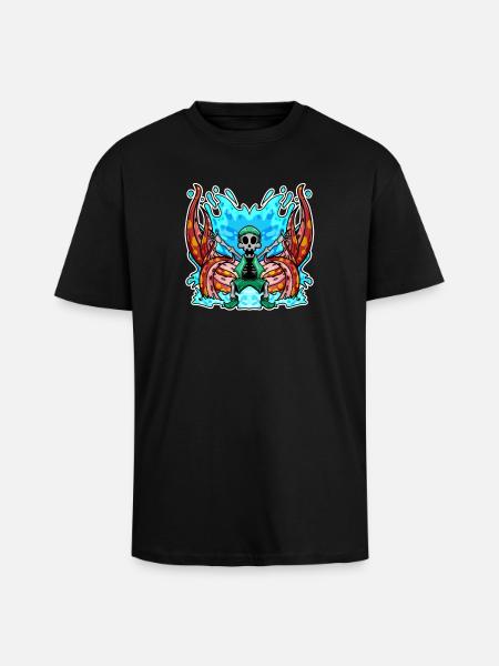 Skeleton Octopus Pirate - Unisex Oversized Heavyweight T-shirt - black