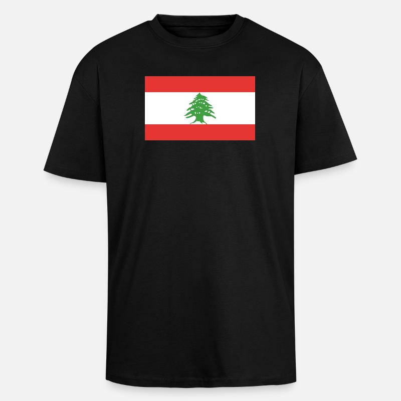 Drapeau du Liban - T-shirt unisexe oversize épais - noir