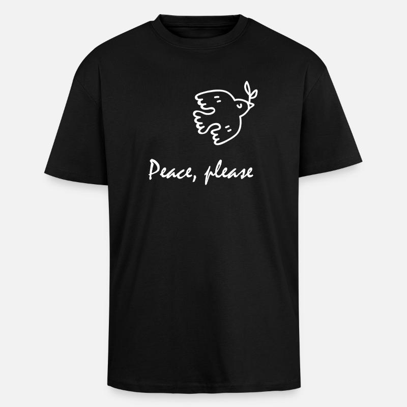 Peace, please, Friedenstaube - Oversized Heavyweight Unisex T-Shirt - Schwarz