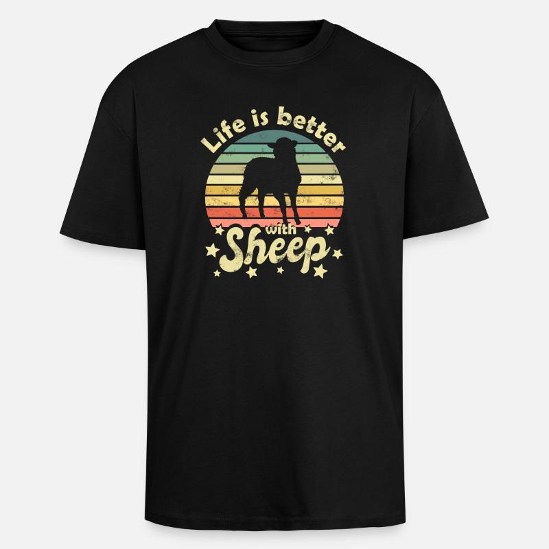 Schaf Schafe - Oversized Heavyweight Unisex T-Shirt - Schwarz