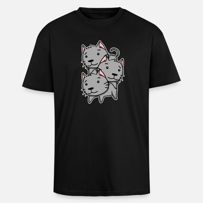 Chats mignons - T-shirt unisexe oversize épais - noir