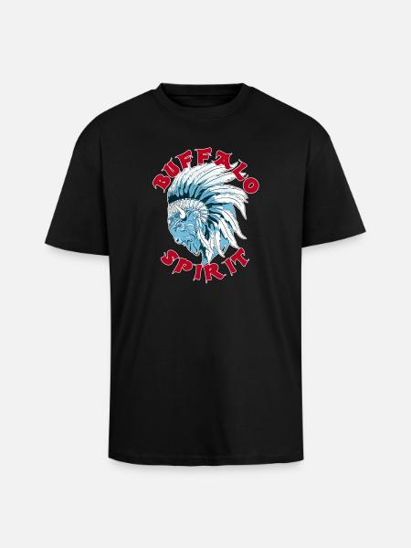 Buffalo Spirit | Bison head - Unisex Oversized Heavyweight T-shirt - black