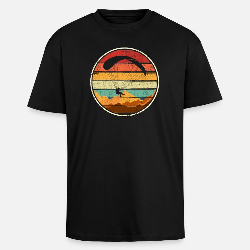 Sunset Surfer Abzeichen-Kreis - Oversized Heavyweight Unisex T-Shirt - Schwarz