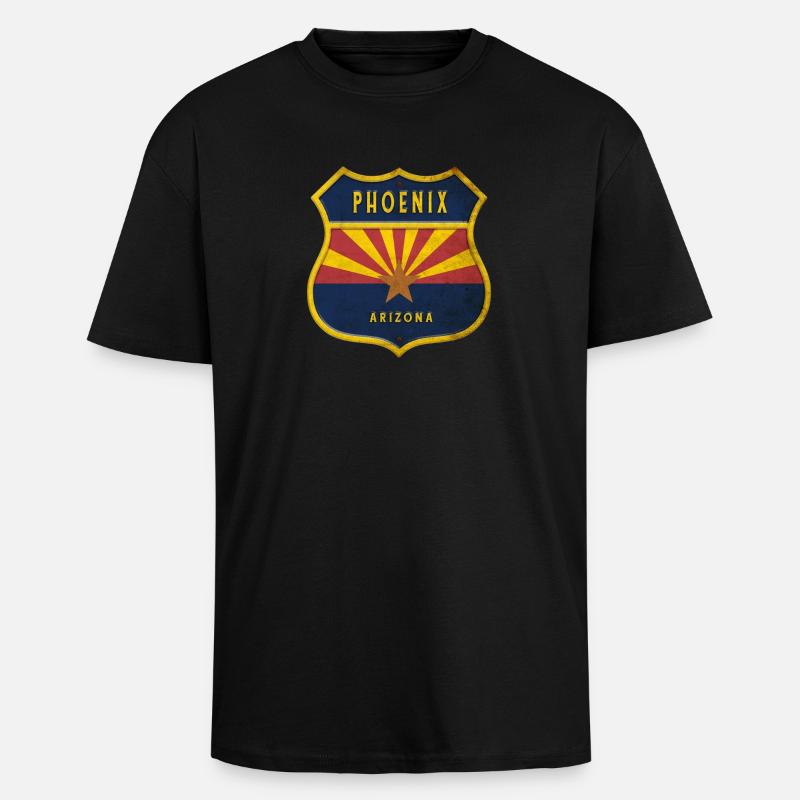 Phoenix Arizona flag crest design - Unisex Oversized Heavyweight T-shirt - black
