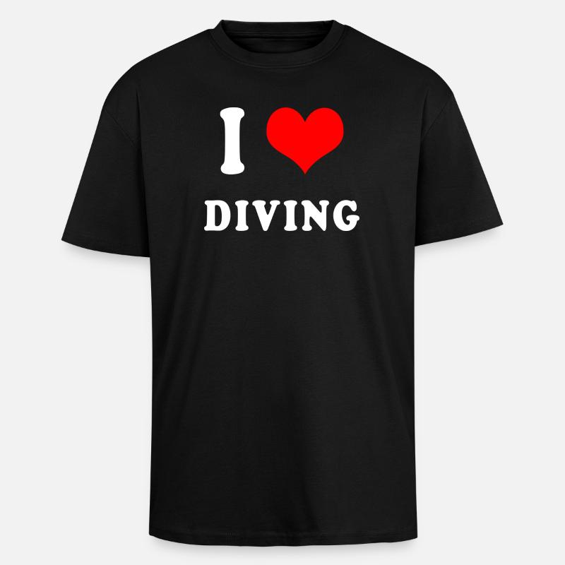 Ich liebe Tauchen - Oversized Heavyweight Unisex T-Shirt - Schwarz