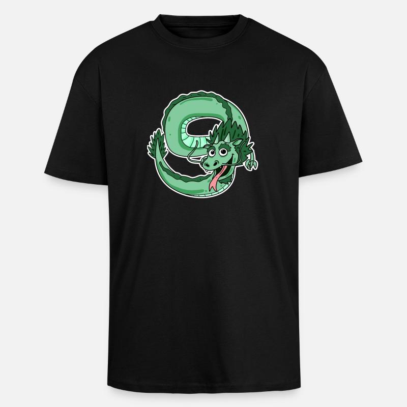 Dragon - T-shirt unisexe oversize épais - noir