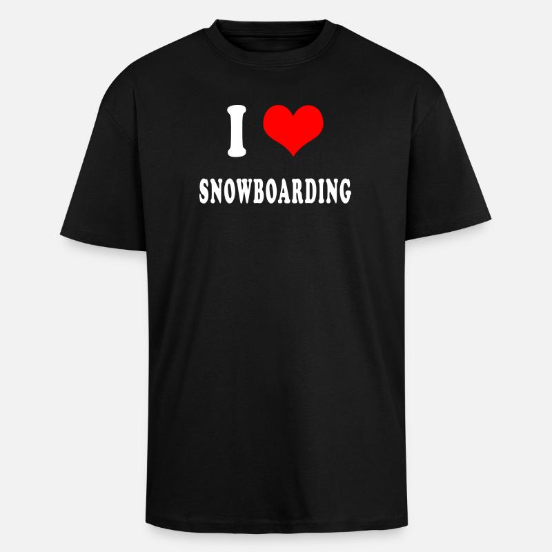 Ich liebe Snowboarden - Oversized Heavyweight Unisex T-Shirt - Schwarz