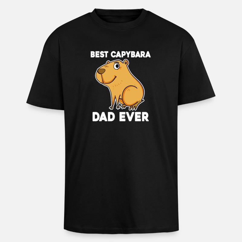 Capybara Father Capybara - Unisex Oversized Heavyweight T-shirt - black