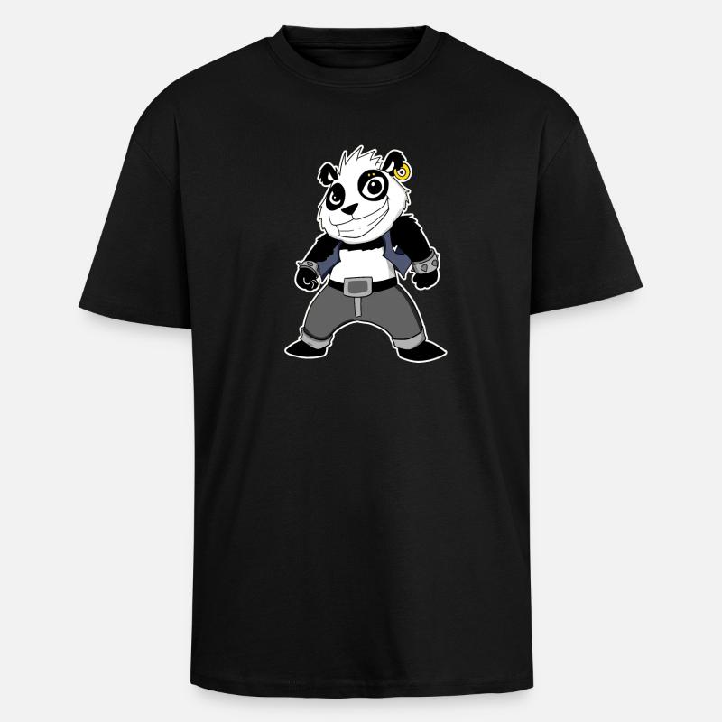Cool Panda - T-shirt unisexe oversize épais - noir