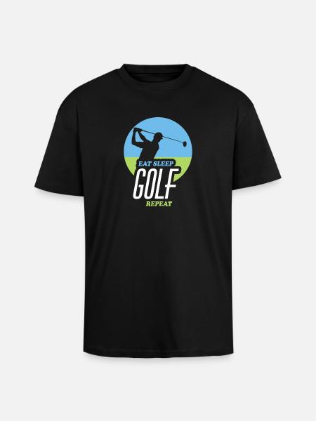 Eating, Sleeping, Golfing, Repeating - Unisex Oversized Heavyweight T-shirt - black