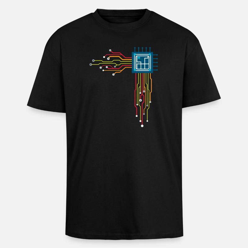 Computer chip - Creative illustration - Unisex Oversized Heavyweight T-shirt - black
