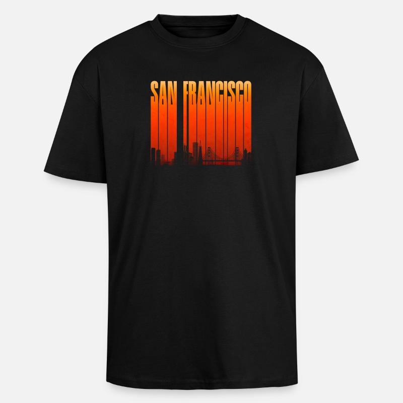 San Francisco Skyline Gradient - Unisex Oversized Heavyweight T-shirt - black