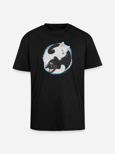 Jing Jang Cats - Unisex Oversized Heavyweight T-shirt - black