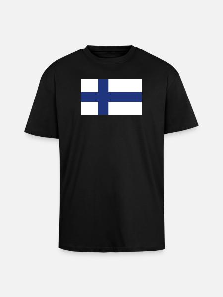Finland National Flag - Unisex Oversized Heavyweight T-shirt - black
