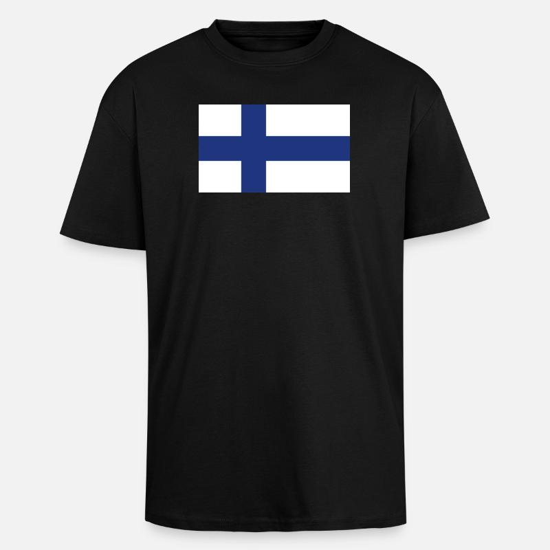 Drapeau national de la Finlande - T-shirt unisexe oversize épais - noir