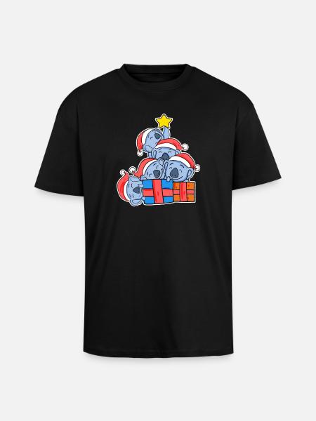 Christmas Christmas Tree Koala - Koalas - Unisex Oversized Heavyweight T-shirt - black