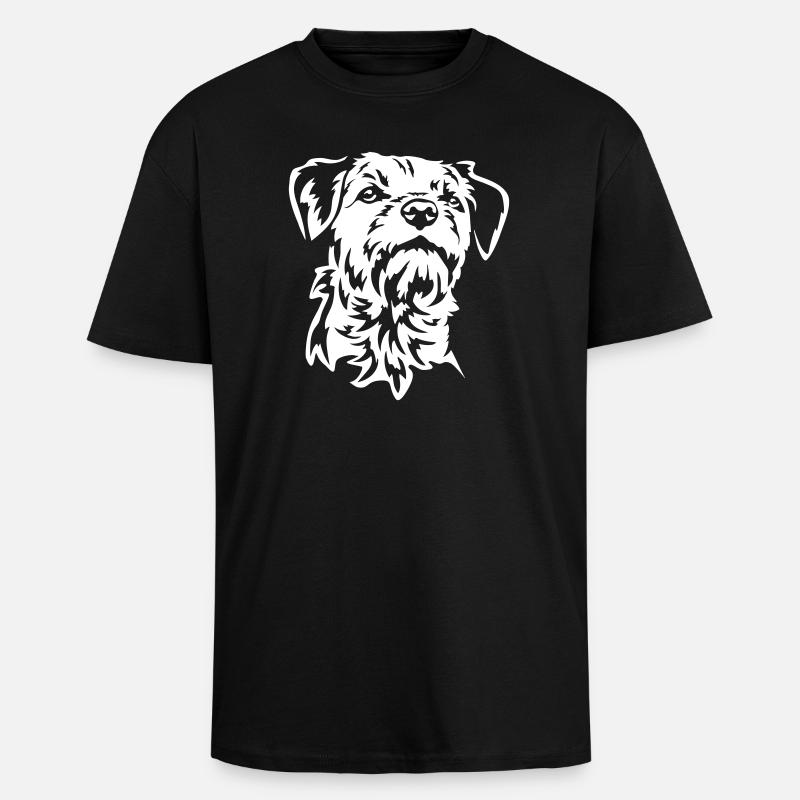 Border Terrier Kopf "Black Edition" - Oversized Heavyweight Unisex T-Shirt - Schwarz