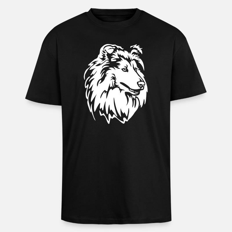 Collie Head "Black Edition" - Unisex Oversized Heavyweight T-shirt - black