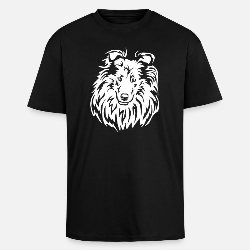 Collie Head "Black Edition" - Unisex Oversized Heavyweight T-shirt - black