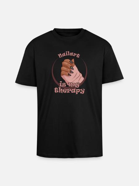Nailart is my therapy nail technician - Unisex Oversized Heavyweight T-shirt - black