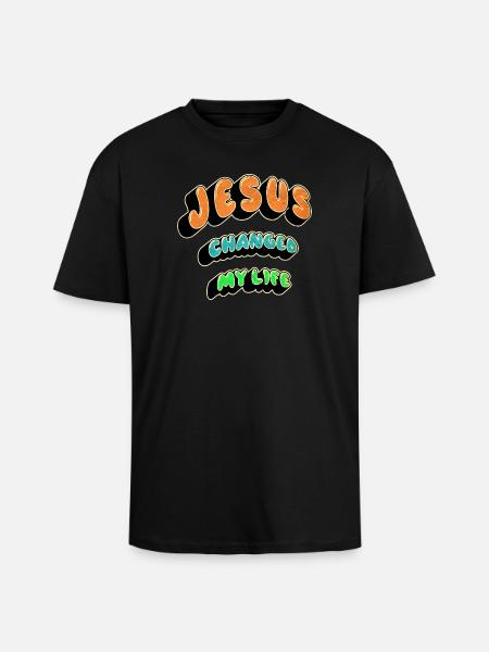 Jesus changed my life - Unisex Oversized Heavyweight T-shirt - black