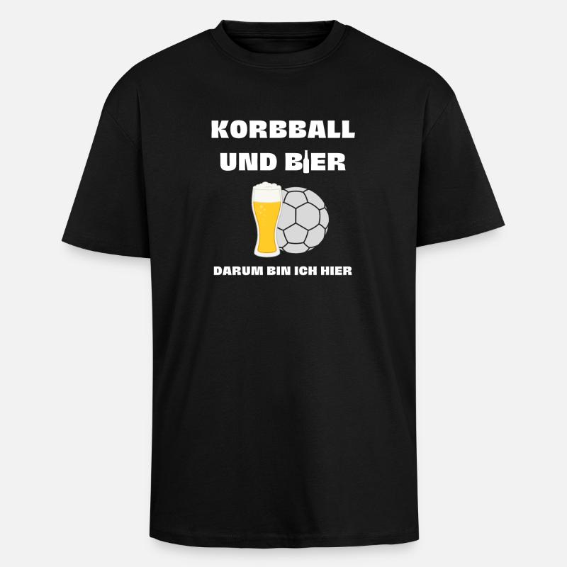 Korbball und Bier - Oversized Heavyweight Unisex T-Shirt - Schwarz