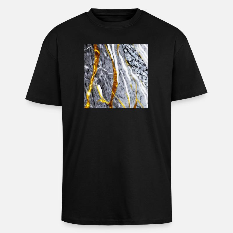 Marmor Gold Textur - Oversized Heavyweight Unisex T-Shirt - Schwarz