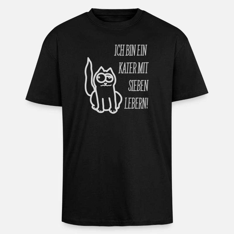 Kater mit 7 Lebern - Oversized Heavyweight Unisex T-Shirt - Schwarz