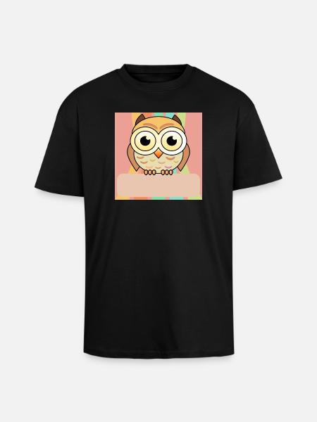 Namensschild Eule - Oversized Heavyweight Unisex T-Shirt - Schwarz