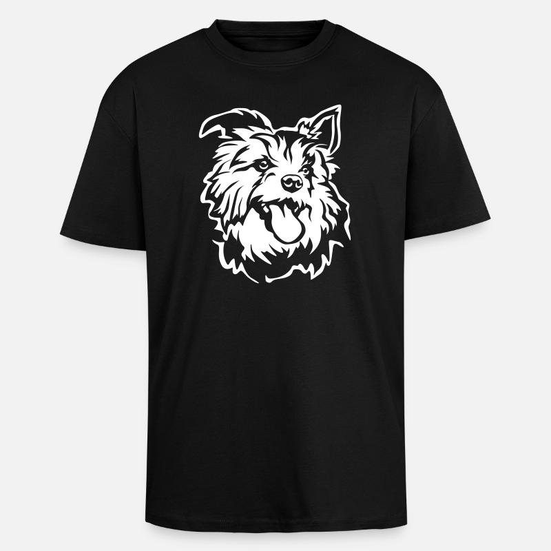 Australian Terrier Head "Black Edition" - Unisex Oversized Heavyweight T-shirt - black