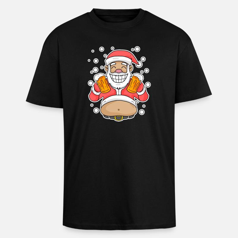 Softened Beer Santa Claus - Unisex Oversized Heavyweight T-shirt - black
