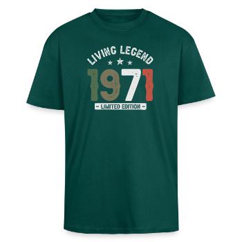 Living Legend 1971 Edizione Limitata - T-shirt unisex oversize pesante - hunter green - Fronte - Alina (178cm) & Michal (187cm)