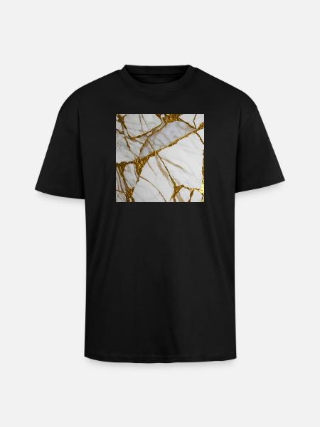 Marbling white-gold marble stone texture - Unisex Oversized Heavyweight T-shirt - black