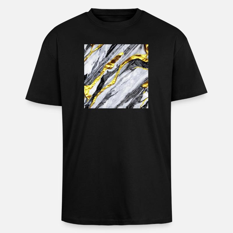 Marmorgold Struktur - Oversized Heavyweight Unisex T-Shirt - Schwarz