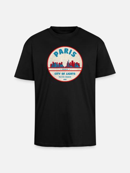 Pariser Stadtlichter Retro Abzeichen - Oversized Heavyweight Unisex T-Shirt - Schwarz