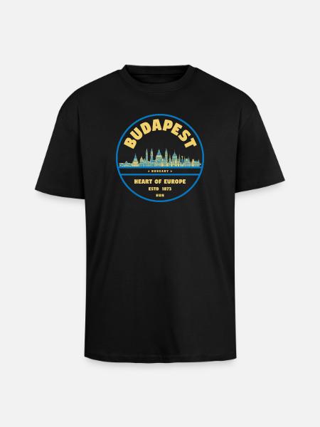 Budapest Skyline Emblem Heart of Europe - Unisex Oversized Heavyweight T-shirt - black