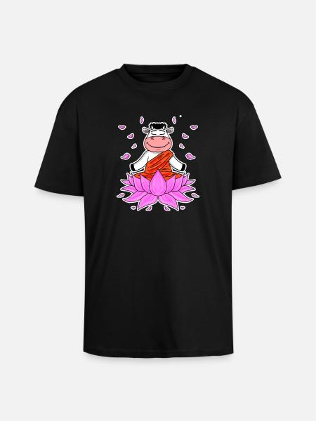 Yoga Cow - Unisex Oversized Heavyweight T-shirt - black
