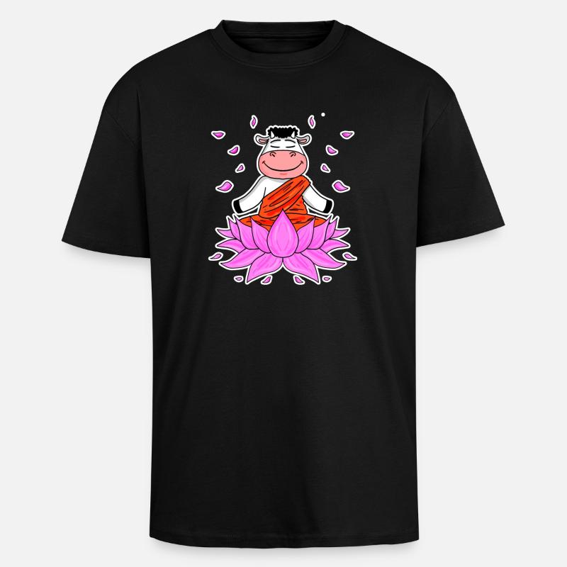 Yoga Kuh - Oversized Heavyweight Unisex T-Shirt - Schwarz