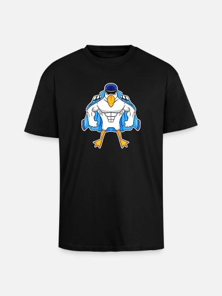 Muscular Seagull Seagull Gift - Unisex Oversized Heavyweight T-shirt - black
