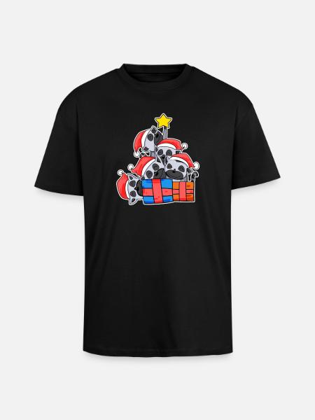 Christmas Christmas Tree Lemur Lemurs - Unisex Oversized Heavyweight T-shirt - black