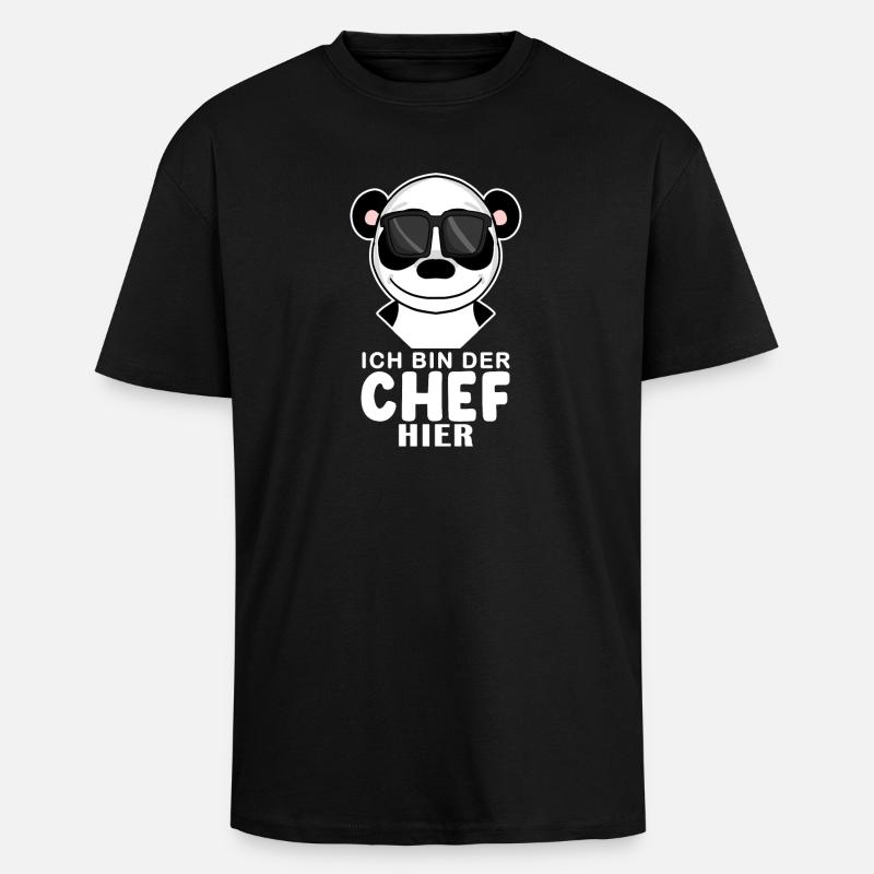 Cool Panda Chef - Oversized Heavyweight Unisex T-Shirt - Schwarz