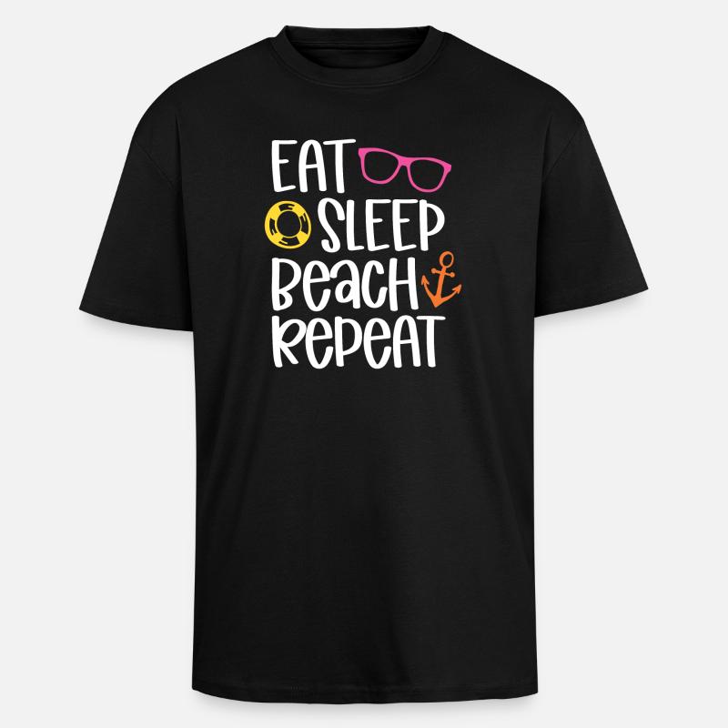 Eat Sleep Beach Repeat - Unisex Oversized Heavyweight T-shirt - black