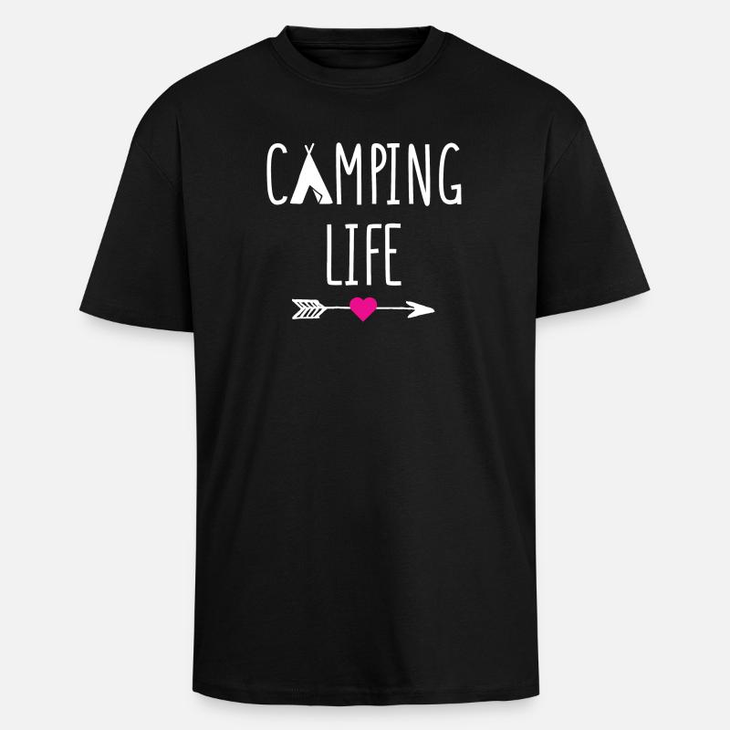 Campingleben - Oversized Heavyweight Unisex T-Shirt - Schwarz