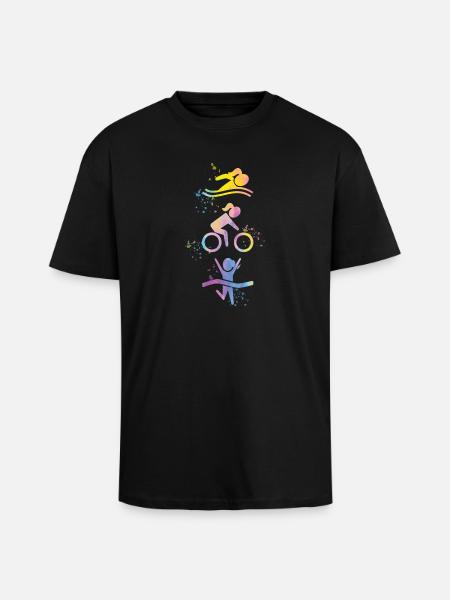 Aquarelle Triathlon Femmes - T-shirt unisexe oversize épais - noir