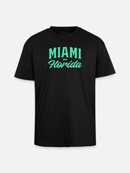Miami Florida Teal Font - Unisex Oversized Heavyweight T-shirt - black